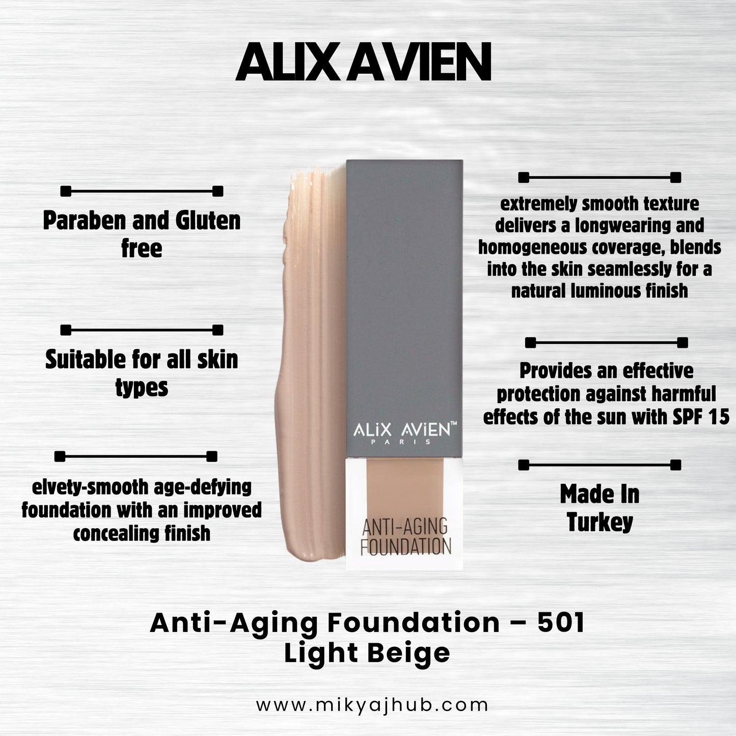 ALIX AVIEN ANTI-AGING FOUNDATION AF501 - LIGHT BEIGE