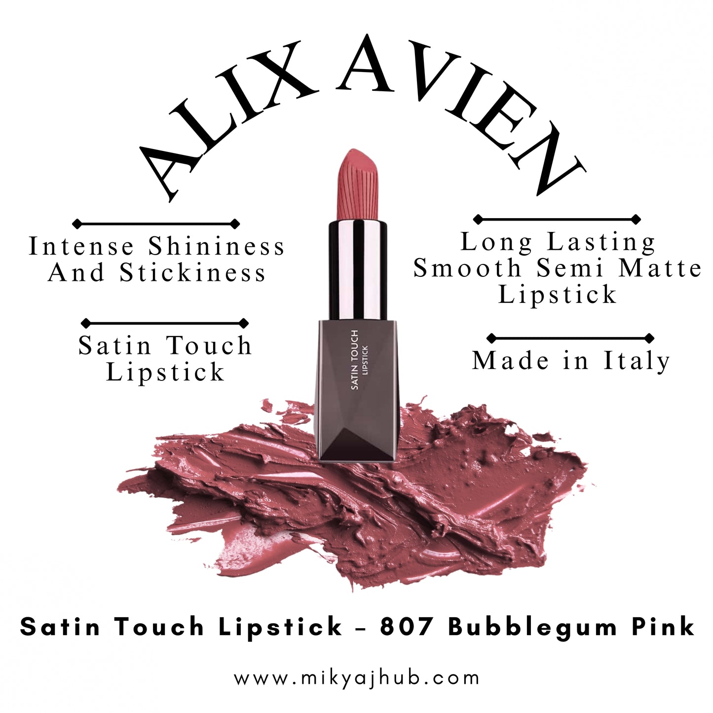 Alix Avien Satin Touch Lipstick – 807 Bubblegum Pink