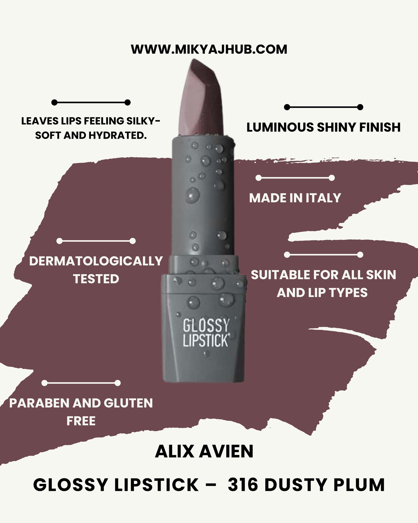 Glossy Lipstick – 316 Dusty Plum