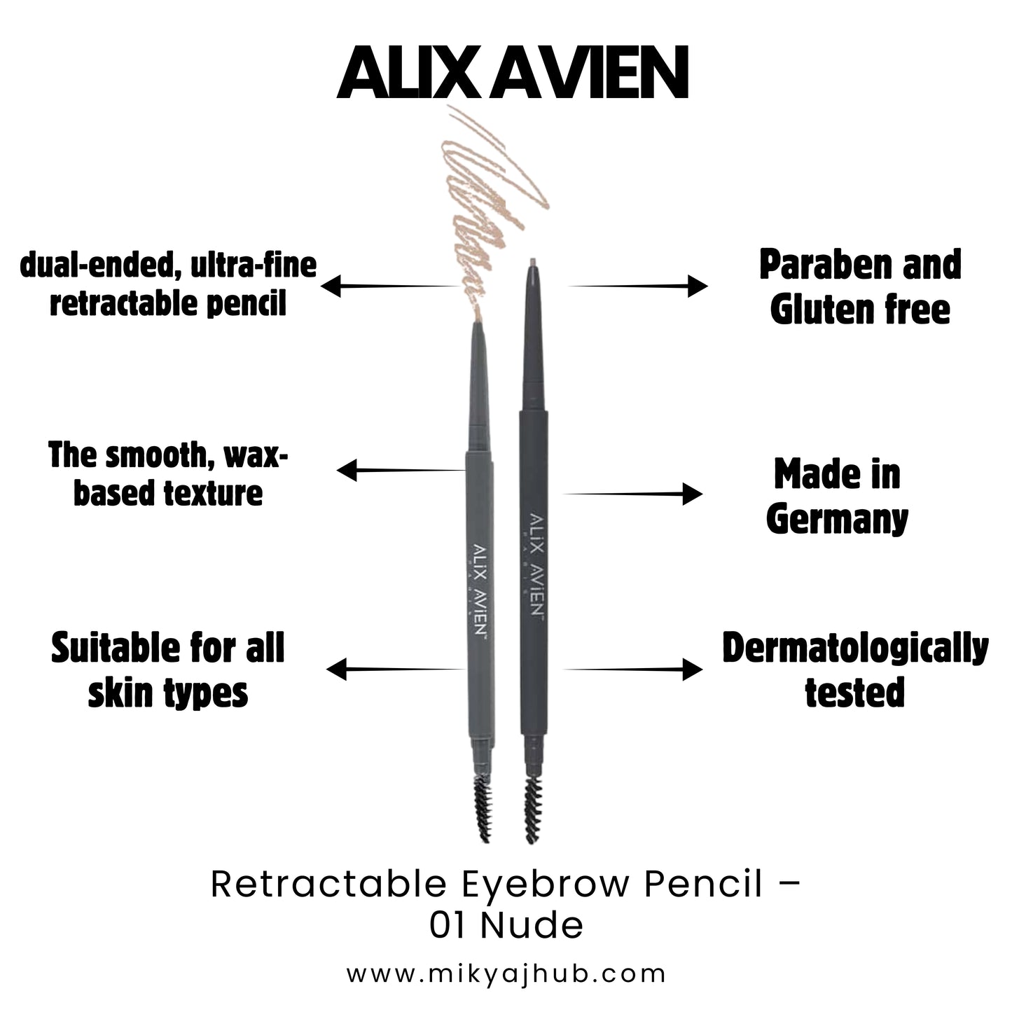 ALIX AVIEN RETRACTABLE EYEBROW PENCIL - 1 NUDE