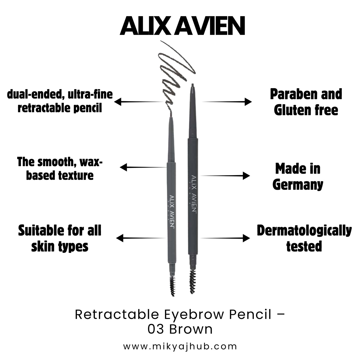 ALIX AVIEN RETRACTABLE EYEBROW PENCIL - 3 BROWN