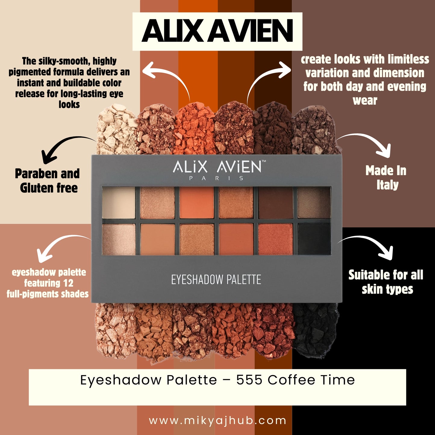 ALIX AVIEN EYE SHADOW PALETTE - 555 COFFEE TIME