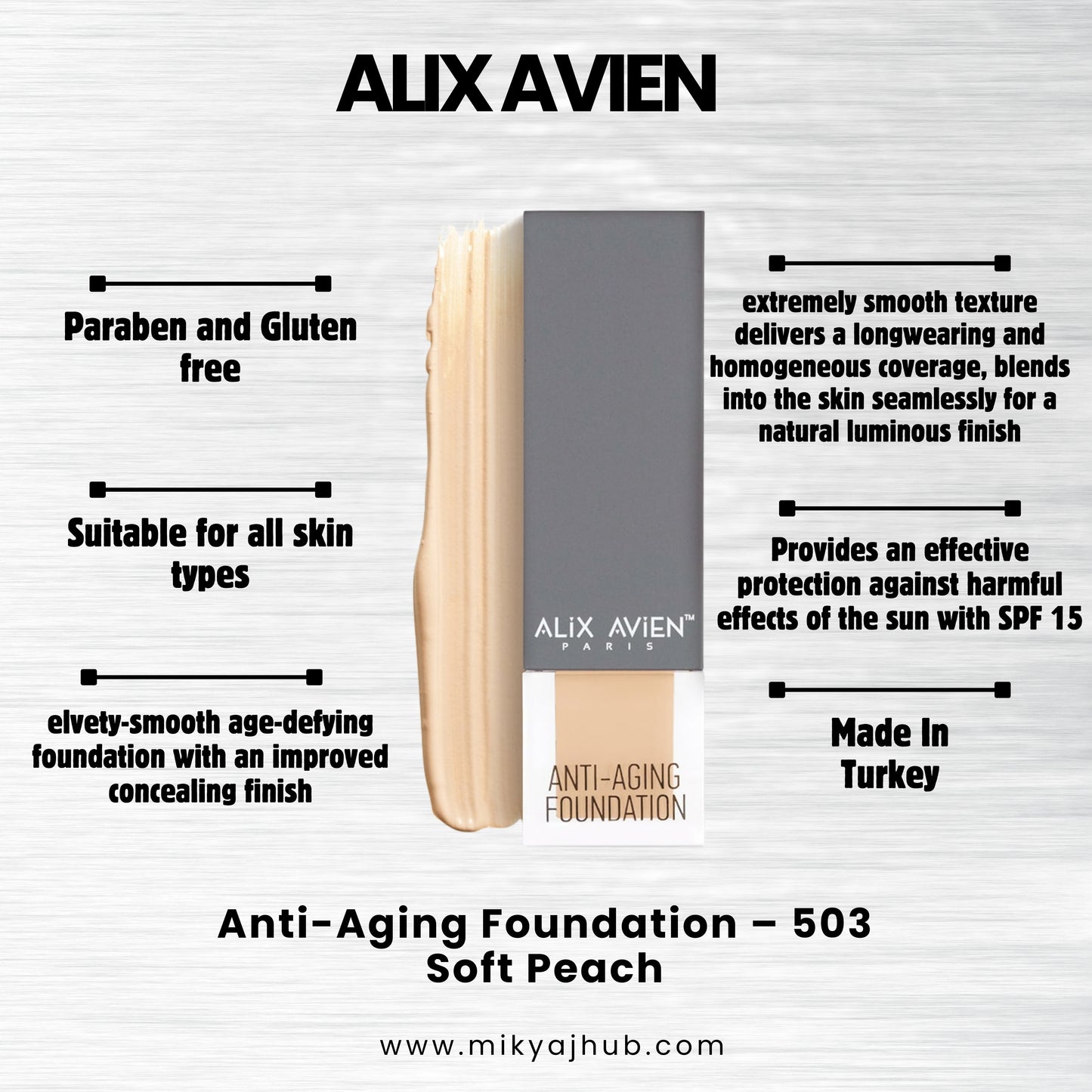 ALIX AVIEN ANTI-AGING FOUNDATION AF503 - SOFT PEACH