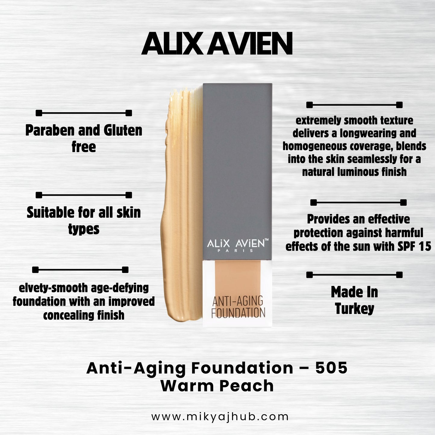 ALIX AVIEN ANTI-AGING FOUNDATION AF505 - WARM PEACH