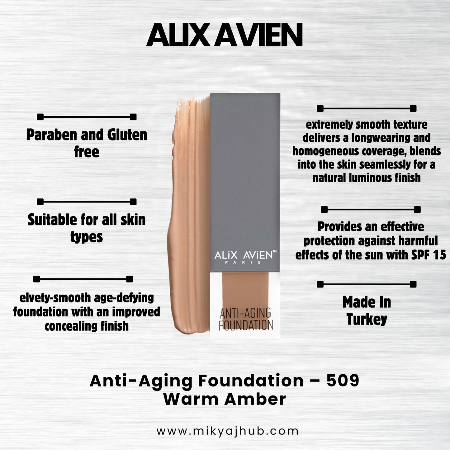 ALIX AVIEN ANTI-AGING FOUNDATION AF509 - WARM AMBER