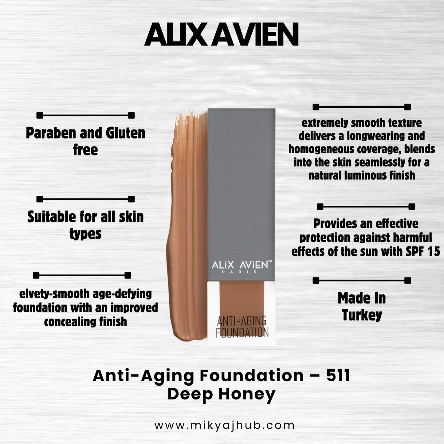 ALIX AVIEN ANTI-AGING FOUNDATION AF511 - DEEP HONEY