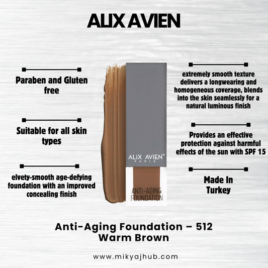 ALIX AVIEN ANTI-AGING FOUNDATION AF512 - WARM BROWN