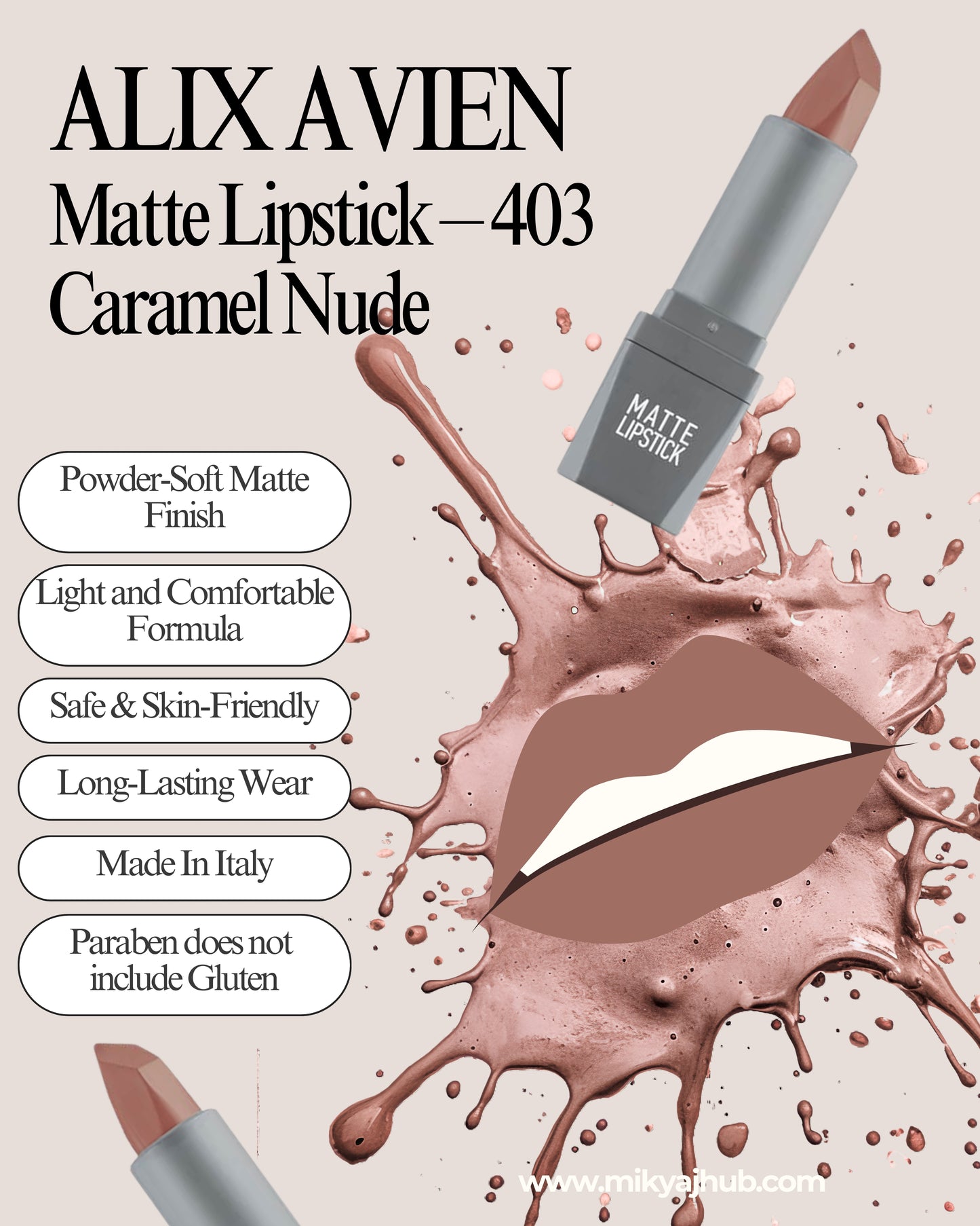 Matte Lipstick – 403 Caramel Nude