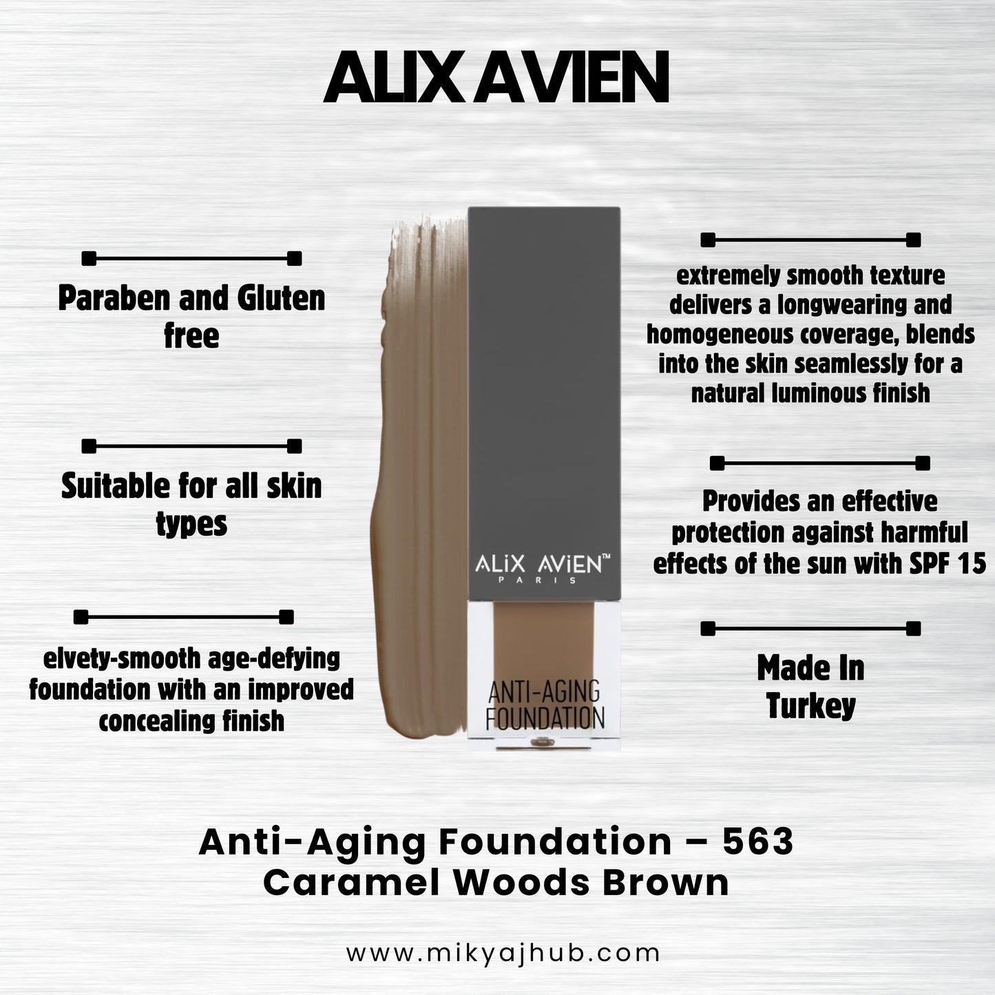 ALIX AVIEN ANTI-AGING FOUNDATION AF563- Caramel Woods Brown