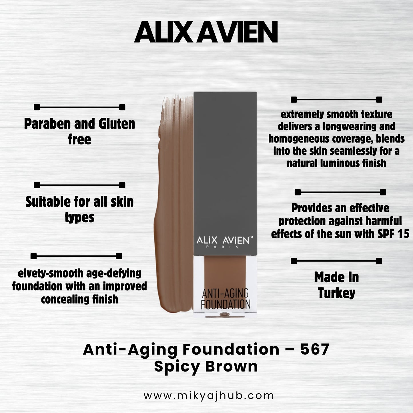 ALIX AVIEN ANTI-AGING FOUNDATION AF567- SPICY BROWN