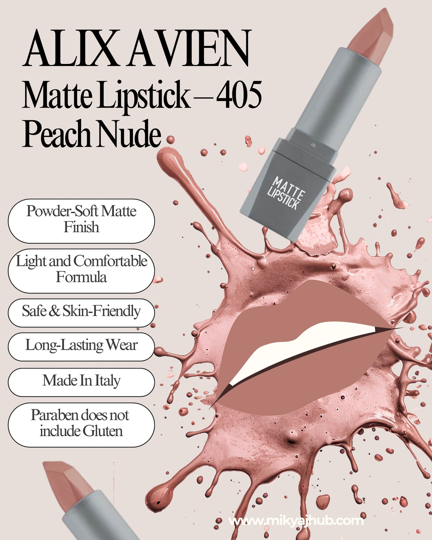 Matte Lipstick – 405 Peach Nude