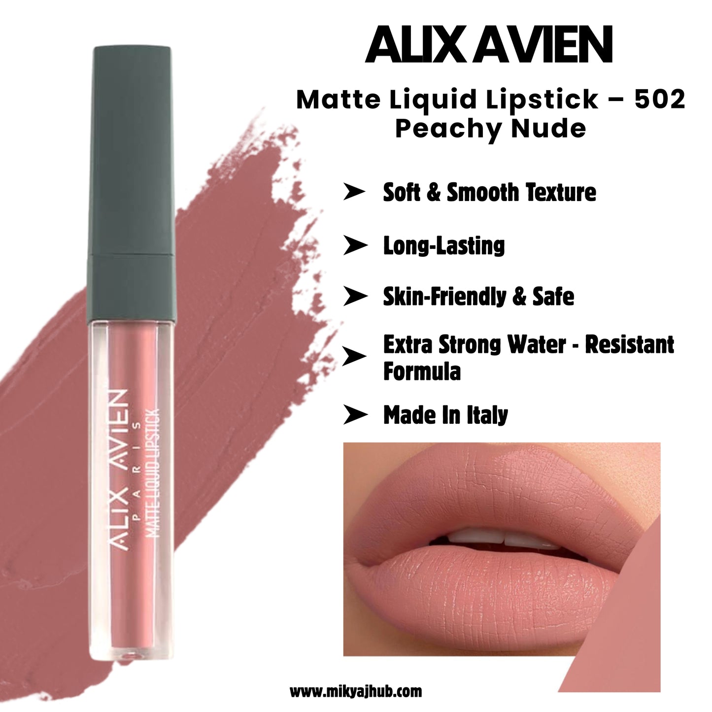 Matte Liquid Lipstick – 502 Peachy Nude