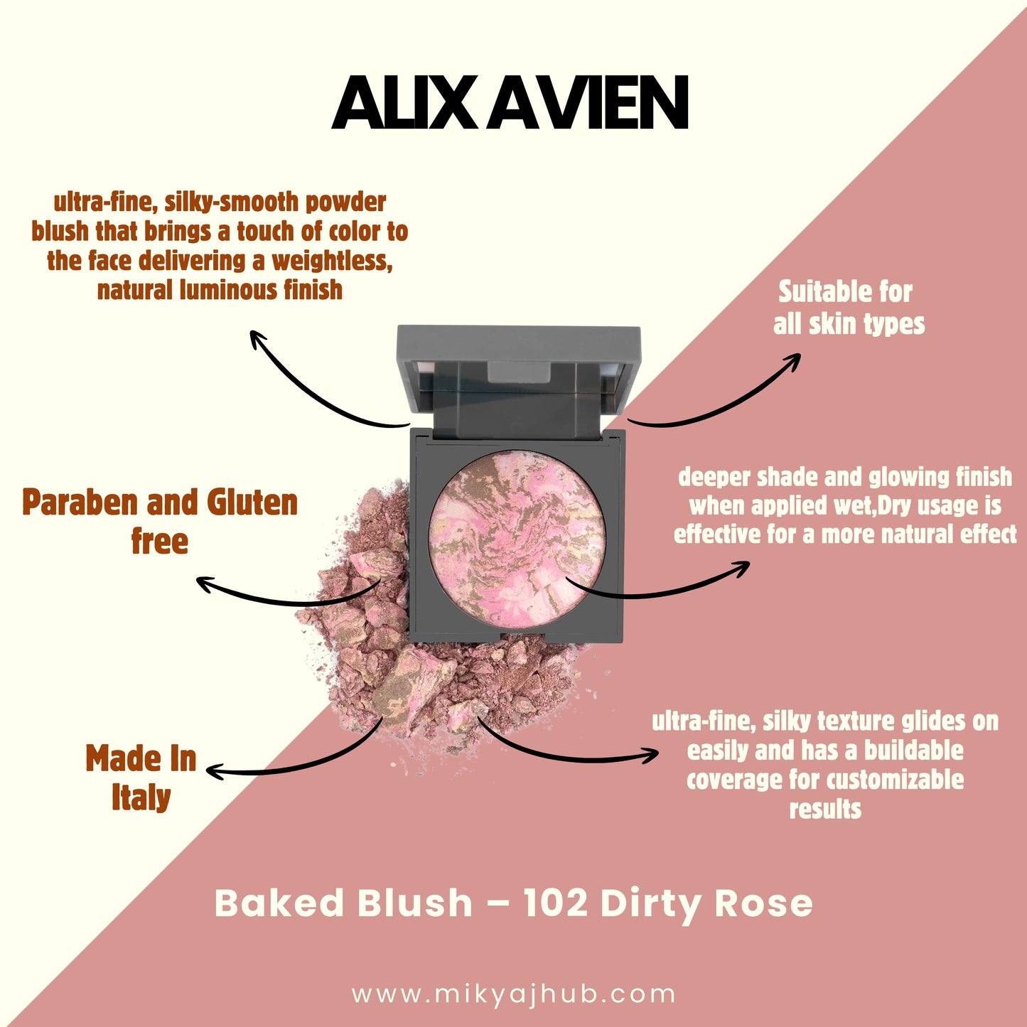 ALIX AVIEN BAKED BLUSH - 102 Dirty Rose