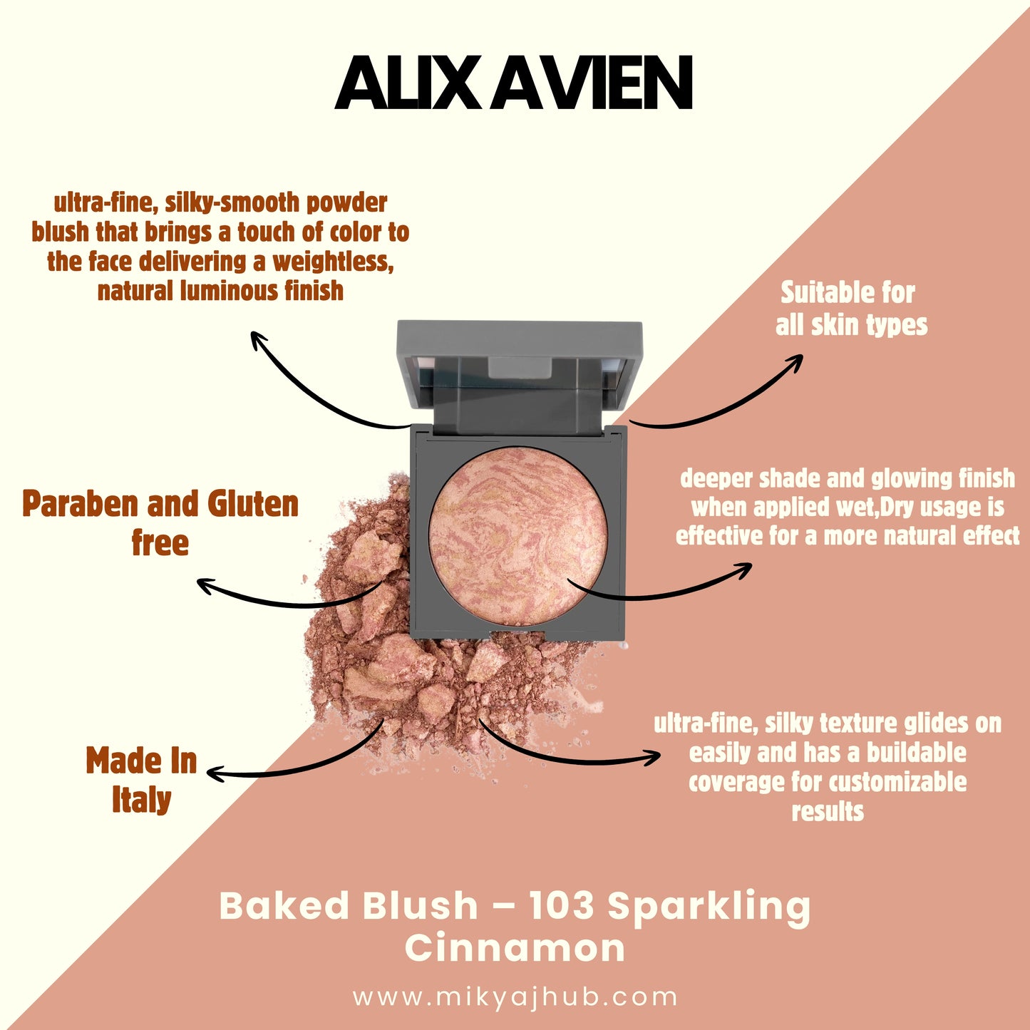 ALIX AVIEN BAKED BLUSH - 103 Sparkling Cinnamon