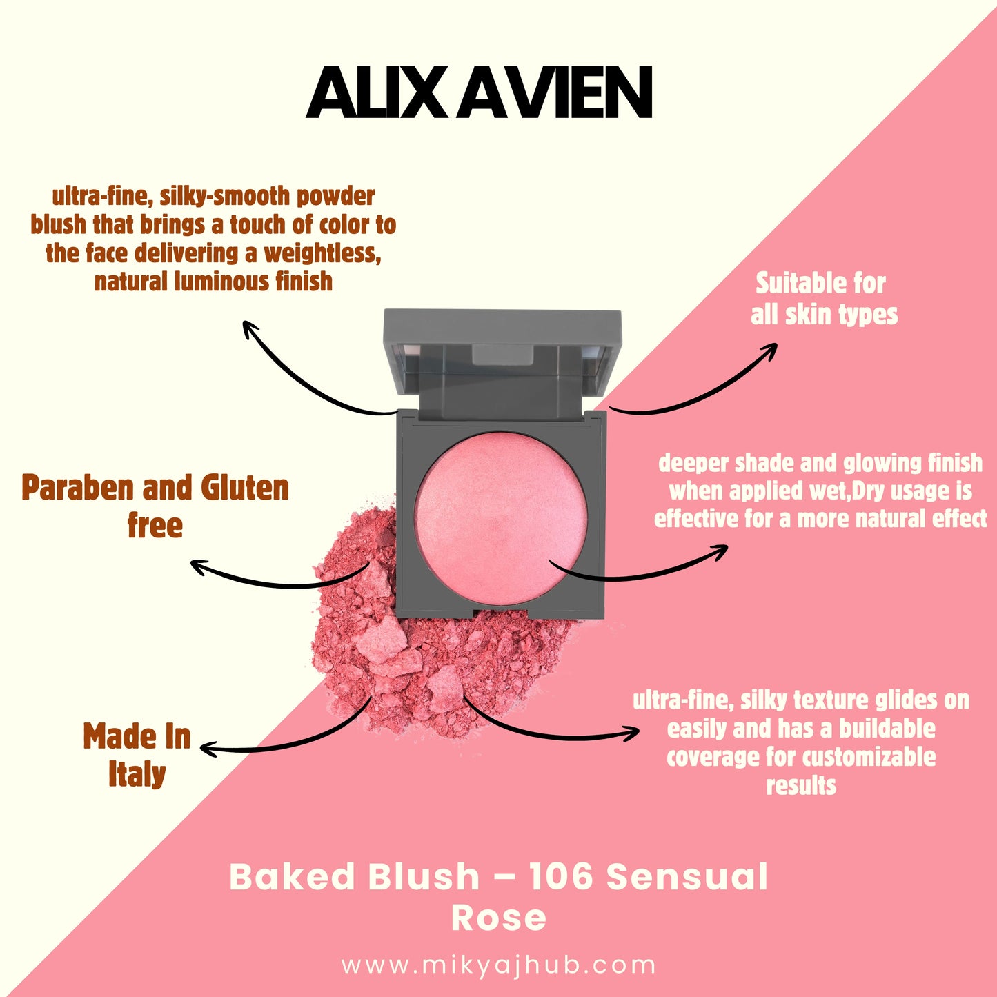 ALIX AVIEN BAKED BLUSH - 106 SENSUAL ROSE