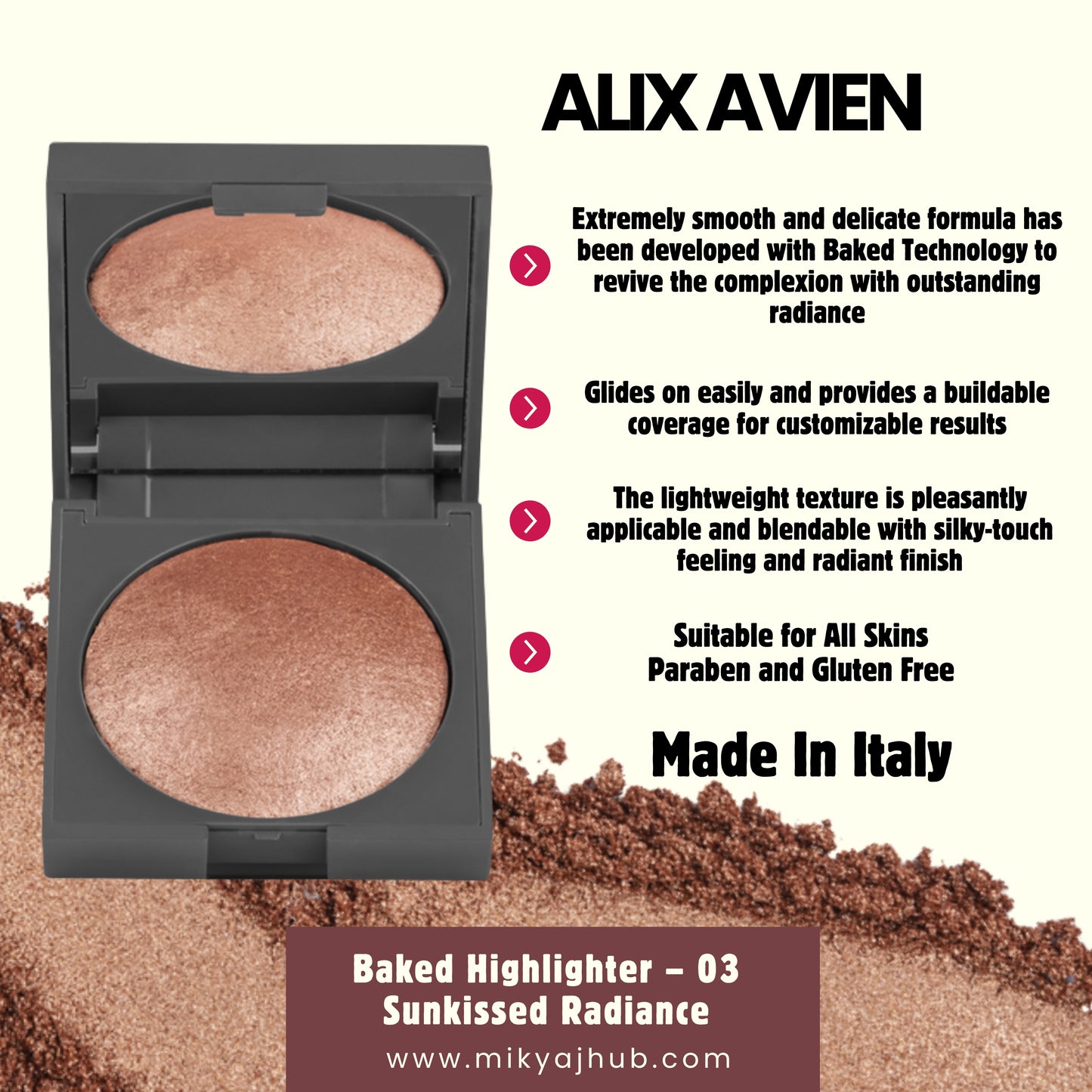 ALIX AVIEN BAKED HIGHLIGHTER -03 SUNKISSED RADIANCE