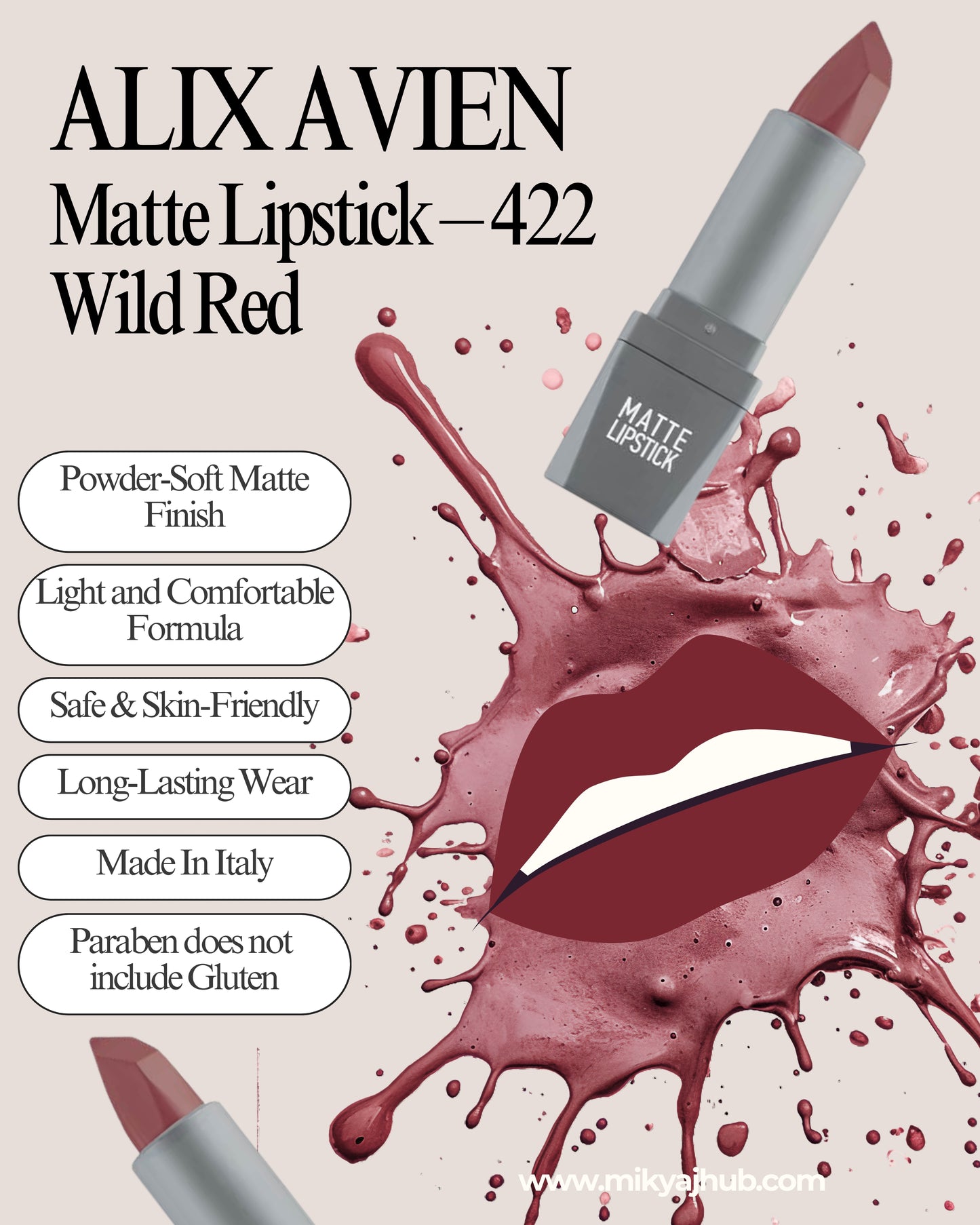 Matte Lipstick – 422 Wild Red