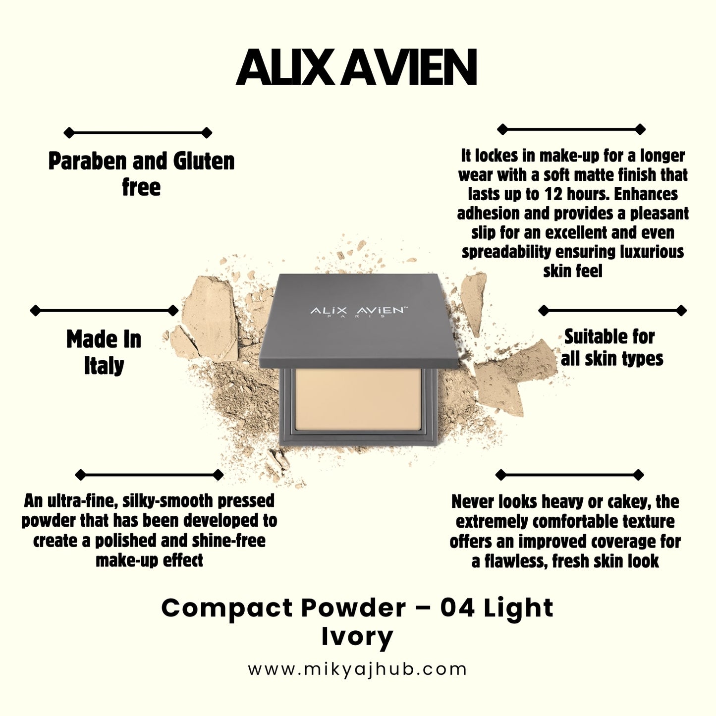 ALIX AVIEN COMPACT POWDER-P04 - LIGHT IVORY