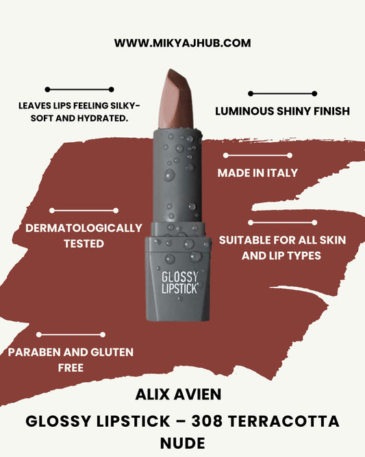 Glossy Lipstick – 308 Terracotta Nude
