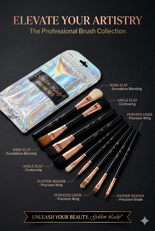 Golden Lady 9pc Brush Set